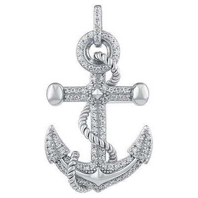 SILVEGO Strieborný prívesok Sailor v tvare kotvy s Brilliance Zirconia MW01995P