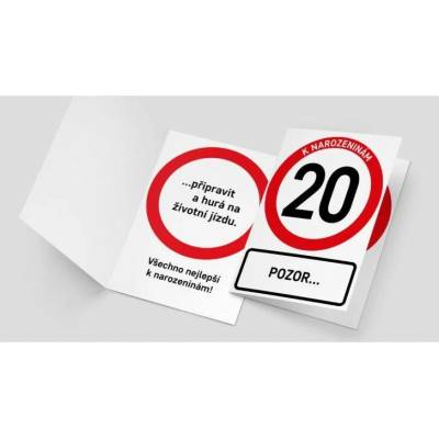 PartyWorld Přání - dopravní značka 20. narozeniny
