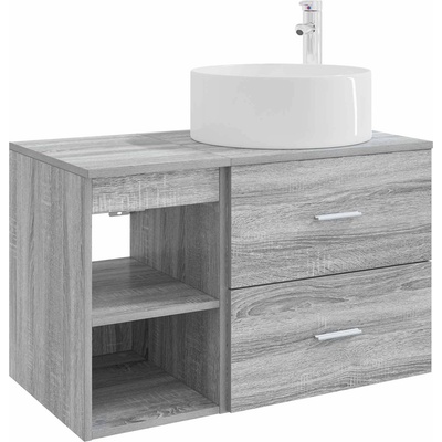 vidaXL Комплект мебели за баня 2 pcs Сив Сонома Инженерна дървесина (3403933)
