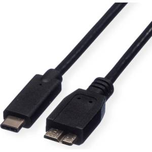Roline Кабел Roline 11.02. 9006, от USB Type C(м) към USB Micro B 3.0(м), 1m, черен (11.02.9006)