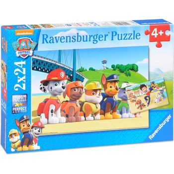 Ravensburger Пъзел Ravensburger от 2 x 24 части - Кученца герои, Пес патрул (09064)
