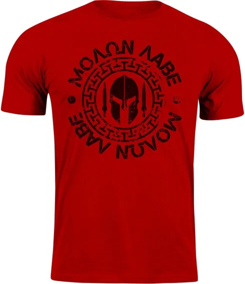 DRAGOWA Тениска с къс ръкав Molon Labe, червена, 160 г/м2 (11275)