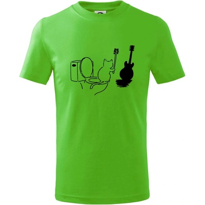 Mačka a gitara WC tričko detské Apple Green