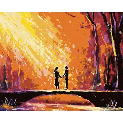 Zuty Malování Podle Čísel Láska Na Dřevěném Mostě 80 x 100 cm Plátno Rám