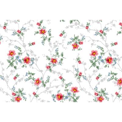 Nese plastik 1083 PVC ubrus Fantastik romantické kvítí role červen role 20 m 140 cm x 2000 cm