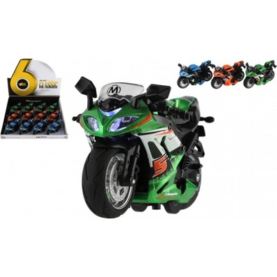 Teddies Motorka závodní na zpětné natažení 12 cm se světlem, zvukem