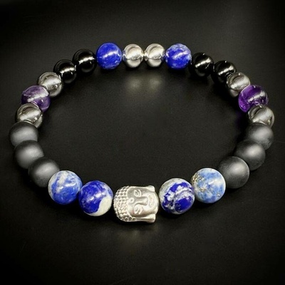 Živé kameny Minerální náramek BUDDHA Lapis lazuli NARM2021345