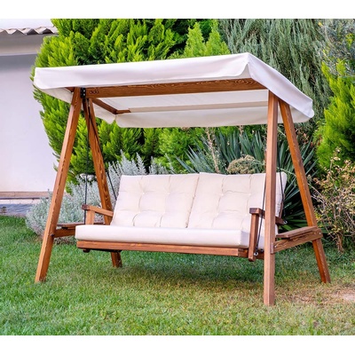 Westmann Hollywood Pera 2000 drevená hojdačka biela/prírodná, 203 x 116 x 180 cm AS2000B