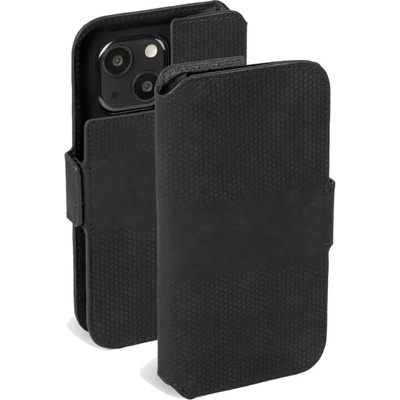 Krusell Калъф Krusell - Leather Wallet, iPhone 13 mini, черен (7394090623939)