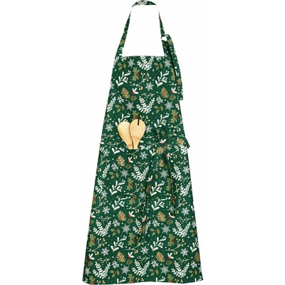 Forbyt kuchyňská zástěra vánoční 25800 VÁNOČNÍ VZOR NA TMAVĚ ZELENÉ 70x90cm