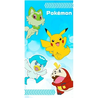 Carbotex Bavlnená plážová osuška Pokémon motív Chyť ich všetkých! 70 x 140 cm