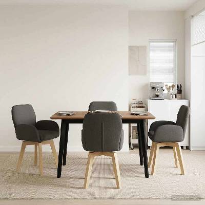 vidaXL Въртящи се трапезни столове 4 pcs Букле Тъмносиво (3428286)