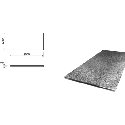 Nerezový plech dekor LEDER - 1,25x2,5 m, tloušťka 0,8 mm + fólie