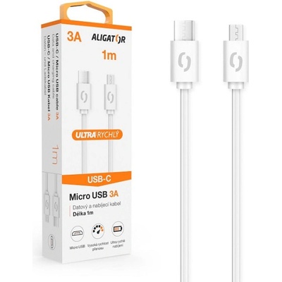 Aligator Datový kabel POWER 3A USB-C/microUSB bílý DATKP42