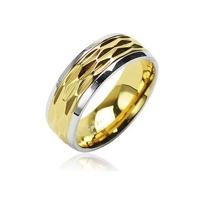 Šperky eshop prsten zlato-stříbrný zvlněný motiv L6.06