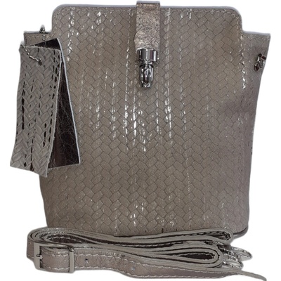 Facebag menší kožená crossbody s kovovým zapínáním béžovo 9603/56-53 zlatá