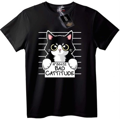 NOONEBRAND Тениска Bad Cattitude котка - 3XL, Black