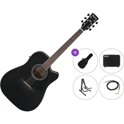 Ibanez AW84CE-WK Premium SET Weathered Black Open Pore Електро-акустична китара Дреднаут