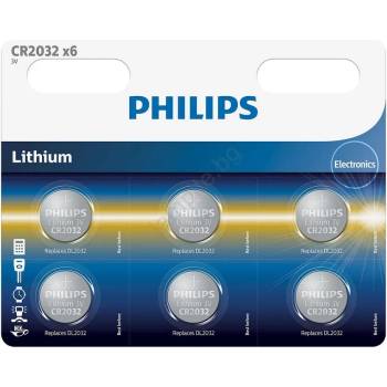Image 1 of Philips CR2032P6/01B-6 литиумова батерия CR2032 MINICELLS 3V 240mAh, 6 бр (P2227)