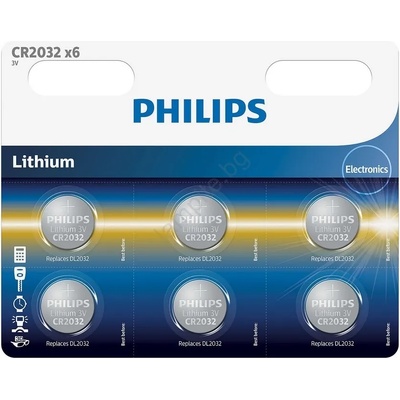 Philips CR2032P6/01B-6 литиумова батерия CR2032 MINICELLS 3V 240mAh, 6 бр (P2227)