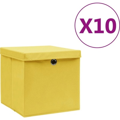 Petromila vidaXL Úložné boxy s vekom 10 ks 28x28x28 cm žlté