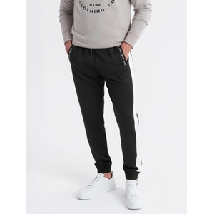 Ombre Clothing Мъжки спортни панталони с контрастни кантове - черни Ombre Clothing | Cheren | МЪЖЕ | 34/32