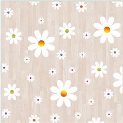 Obrus PVC 105B, metráž, 20 m x 140 cm, margarétky na hnedom podklade, IMPOL TRADE