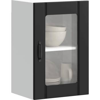 vidaXL Кухненски стенен шкаф със стъклена врата Lucca черен (853768)