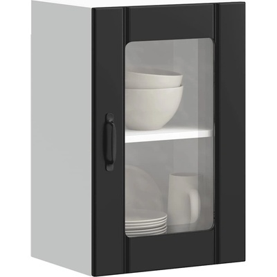 vidaXL Кухненски стенен шкаф със стъклена врата Lucca черен (853768)