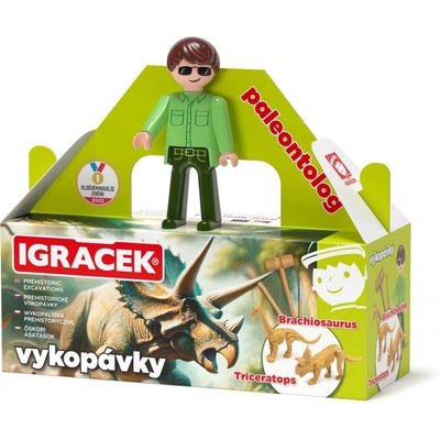 Igráček Paleontolog s vykopávkami dinosaurů Triceratopse a Brachiosaura Efko