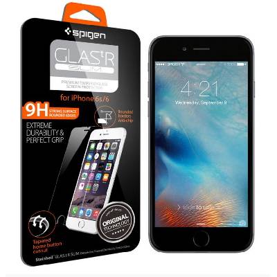 Най-висок клас стъклено защитно покритие за дисплея на iPhone 6, iPhone 6S - Spigen Oleophobic Coated Tempered Glass GLAS. tR SLIM 3D Touch (SGP11588)