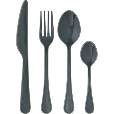 MADAM STOLTZ Enamel Coating Anthracite/Green set 4 ks