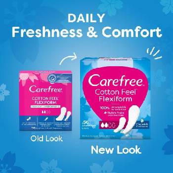 Carefree Cotton Feel Flexiform Fresh Scent дамски превръзки със свеж аромат, подходящи за обикновено бельо и прашки 56 бр за жени