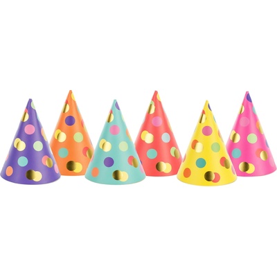 PartyDeco Párty čepičky barevné s puntíky 6ks 16cm – Zboží Dáma