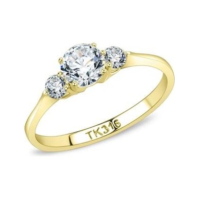 Šperky4U Zlacený ocelový prsten se zirkony AL 0046