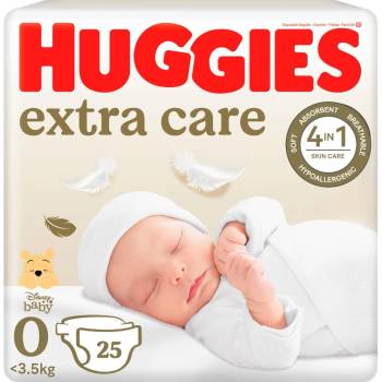 Huggies Бебешки пелени Huggies Extra Care - Размер 0, до 3.5 kg, 25 броя (5029053548647)