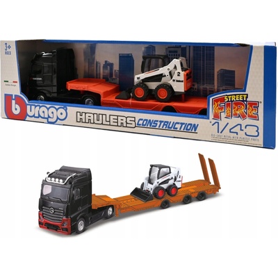 Bburago Kamion Construction MB Actros Gigaspace / Bobcat Loader 1:43