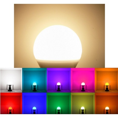 T-led LED barevná žárovka 5W s dálkovým ovladačem E27 Teplá bílá