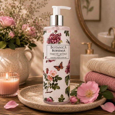 Bohemia Gifts & Cosmetics Botanica Šípek a růže tekuté mýdlo dávkovač 250 ml