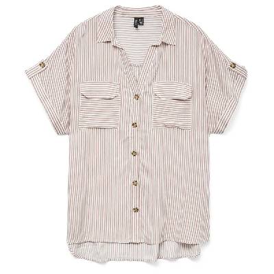 Риза с къс ръкав Vero moda Bumpy short sleeve shirt - Beige (Nostalgia Rose / Snow White)