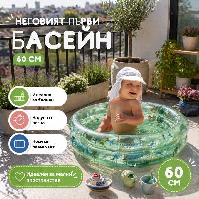 Swim Essentials: Надуваем басейн за деца - "Dino'' Ø60см (SWE-2024SE1019)