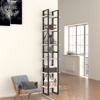 Knihovna se 6 policemi bílá 40x30x210 cm dřevotříska