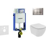 Geberit Kombifix - Комплект от предстена инсталация, тоалетна чиния и седалка Ideal Standard Tesi, бутони Sigma20, Rimless, SoftClose, матов хром/хром 110.302. 00.5 NE7 (110.302.00.5 NE7)
