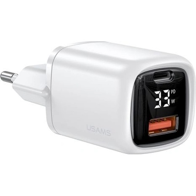 USAMS Зарядно за телефон, Usams, USB-C, 33W, бяло (6958444976860) (6958444976860)