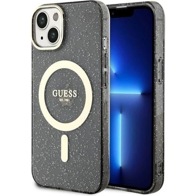 GUESS Кейс Guess GUHMP14SHCMCGK за iPhone 14 6.1", черен / черен, твърд, Glitter Gold MagSafe (GUE002740-0)