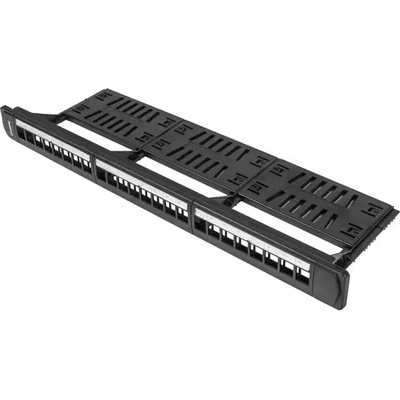 Пач панел, Lanberg patch panel blank 24 port 1U with organizer for keystone modules, black (PPKS-1124-B)