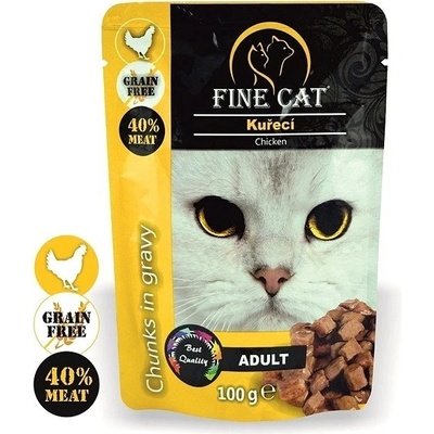 FINE CAT GRAIN-FREE Adult KURACIE v omáčke 22 x 100 g