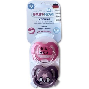 Baby-Nova Силиконови залъгалки Baby-Nova - Размер 3, 18м+, 2 броя, лилава и розово фламиго (20006) - ozone