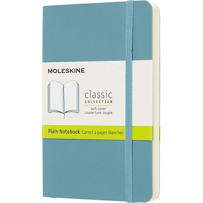 Moleskine Джобен тефтер с меки корици Moleskine Classic Plain - Светлосин, бели листове
