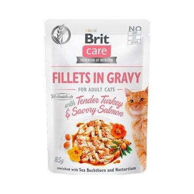 Brit Care Cat Fillets in Gravy Tender Turkey & Savory Salmon 3 x 85 g